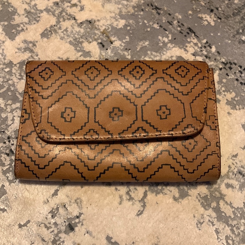 Aztec leather clutch